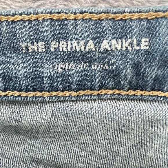 AG Adriano Goldschmied Prima Ankle Jeans Womens 31R Slim Straight Raw Hem Blue - Picture 6 of 9